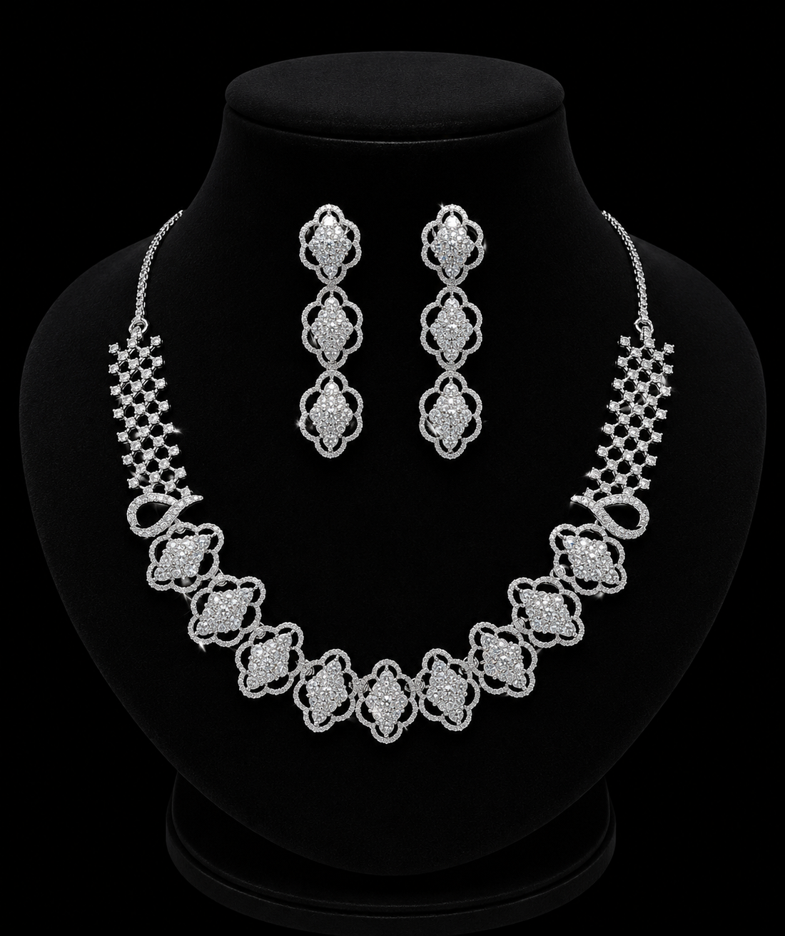 AMERICAN DIAMOND NECKLACE (SILVER)