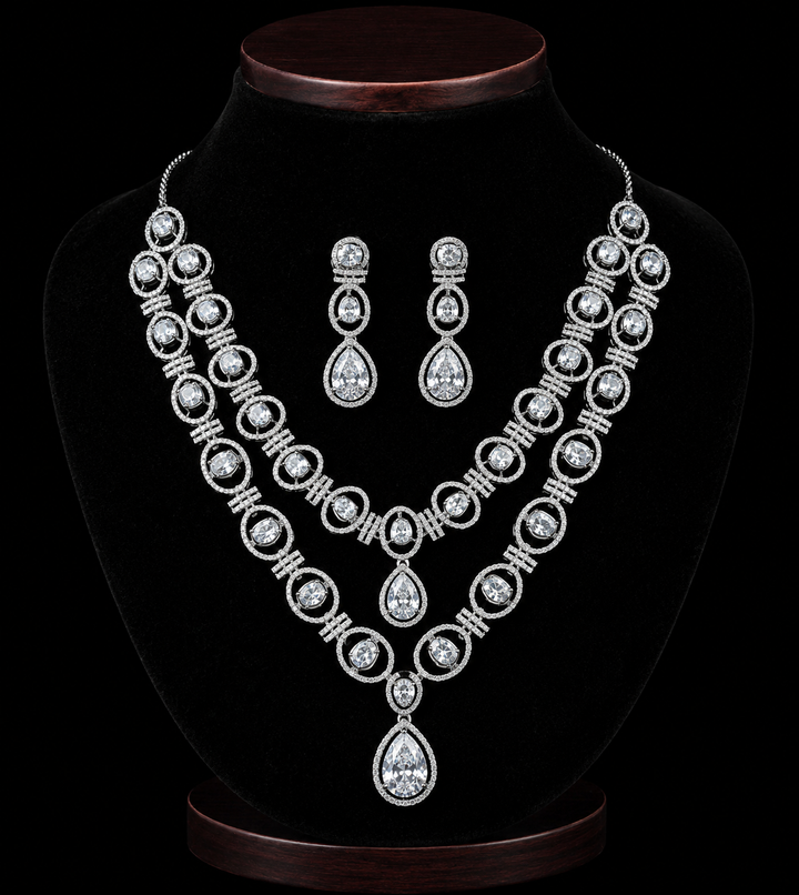 AMERICAN DIAMOND NECKLACE (SILVER)